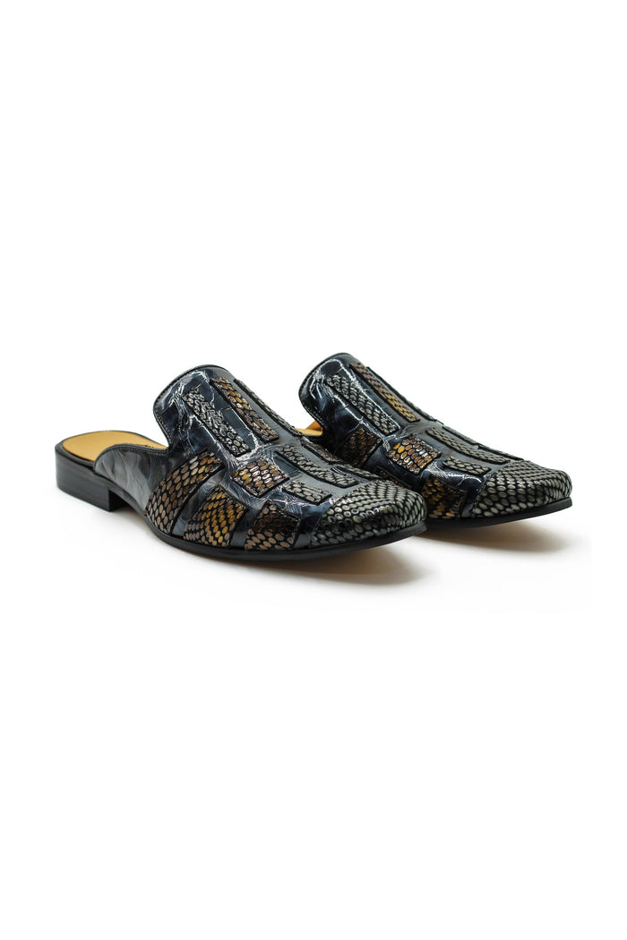 Real Leather Half Shoes Detailed Print Loafers