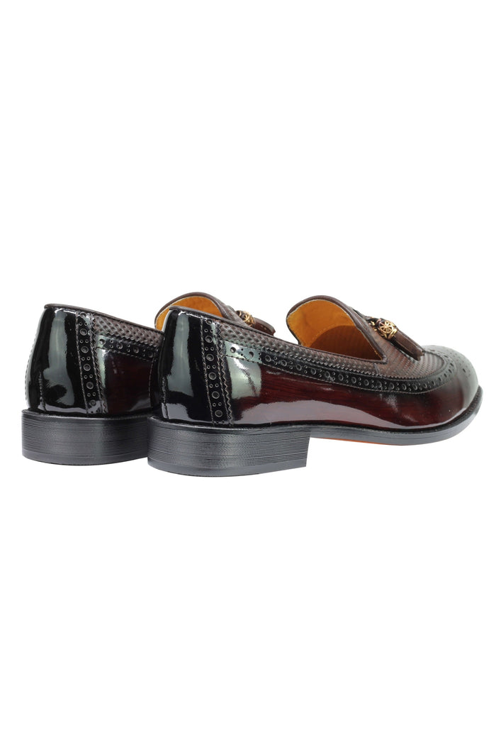 Real Leather Patent Tassel Slip Loafers