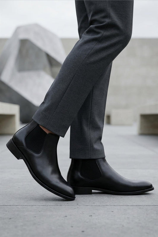 REMY Men’s Black Polished Leather Chelsea Boots
