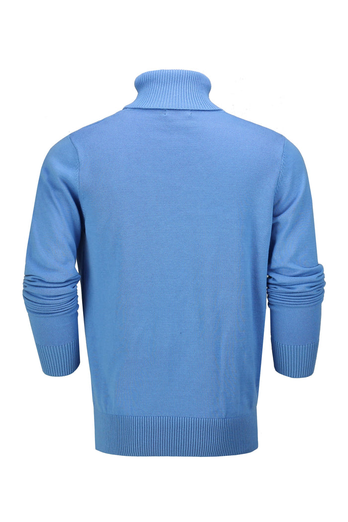 ROLL NECK JUMPER LIGHTWEIGHT STRETCH COTTON, BLUE
