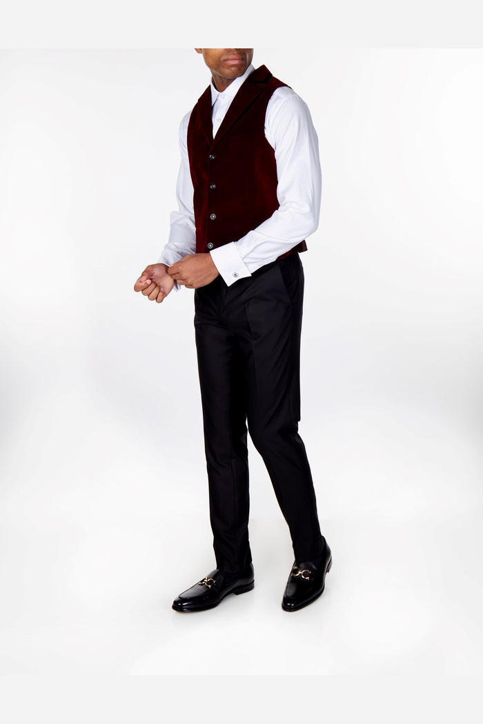 SAM Burgundy Velvet Collar Waistcoat