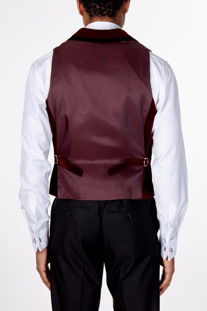 SAM Burgundy Velvet Collar Waistcoat