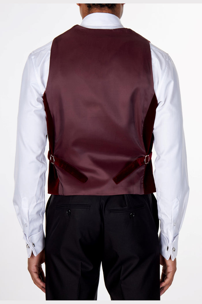 SAM Burgundy Velvet Low U Cut Waistcoat