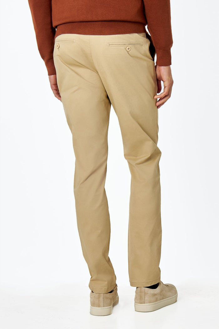 SAND BEIGE MENS STRETCH COTTON SMART CHINOS