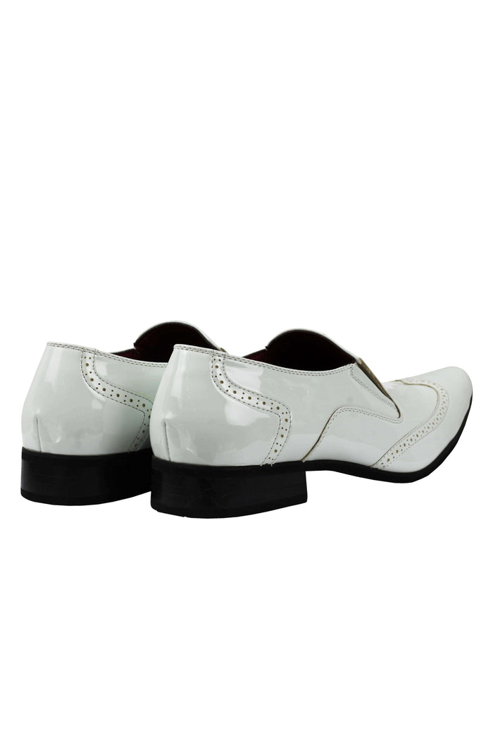 SHINY FAUX LEATHER WHITE LOAFERS