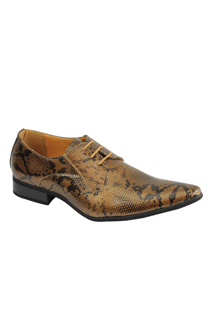 SHINY PATENT FAUX LEATHER SHOES IN BROWN
