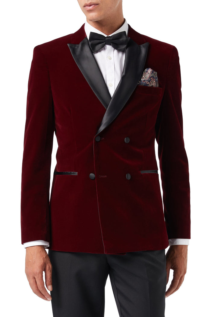 SMITH - Burgundy Velvet Tuxedo Prom Outfit
