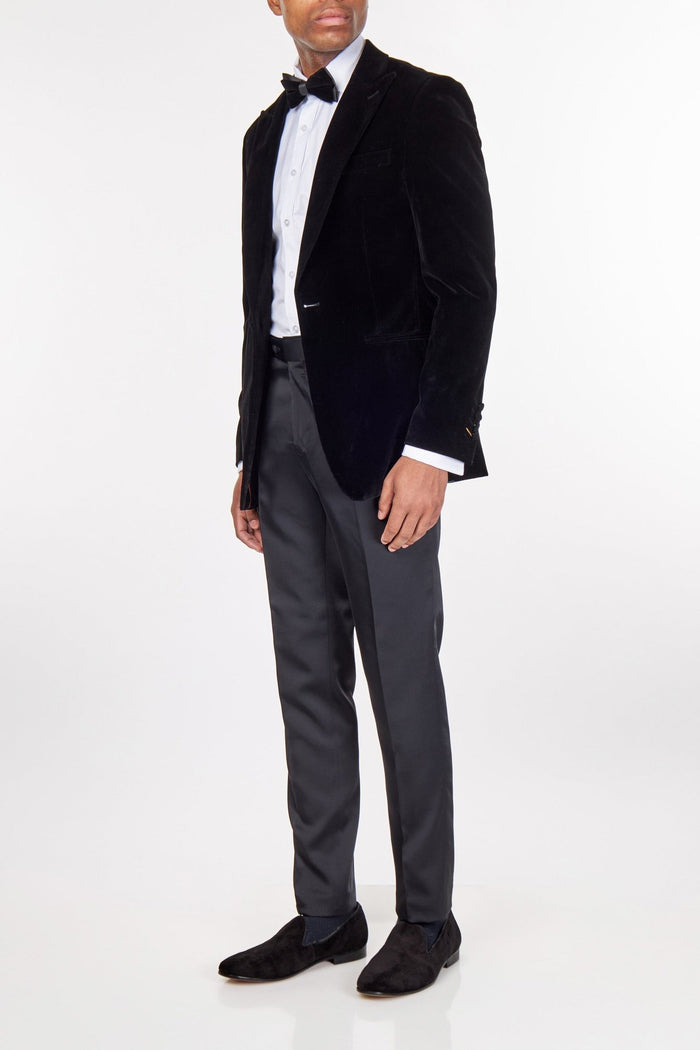 STAN – BLACK VELVET TUXEDO SMOKING JACKET