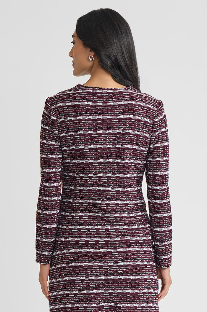 Tailored Multi-Stitch Jacquard Knit Jacket, Midnight Violet/Lunar Rock/Black/White | Ming Wang