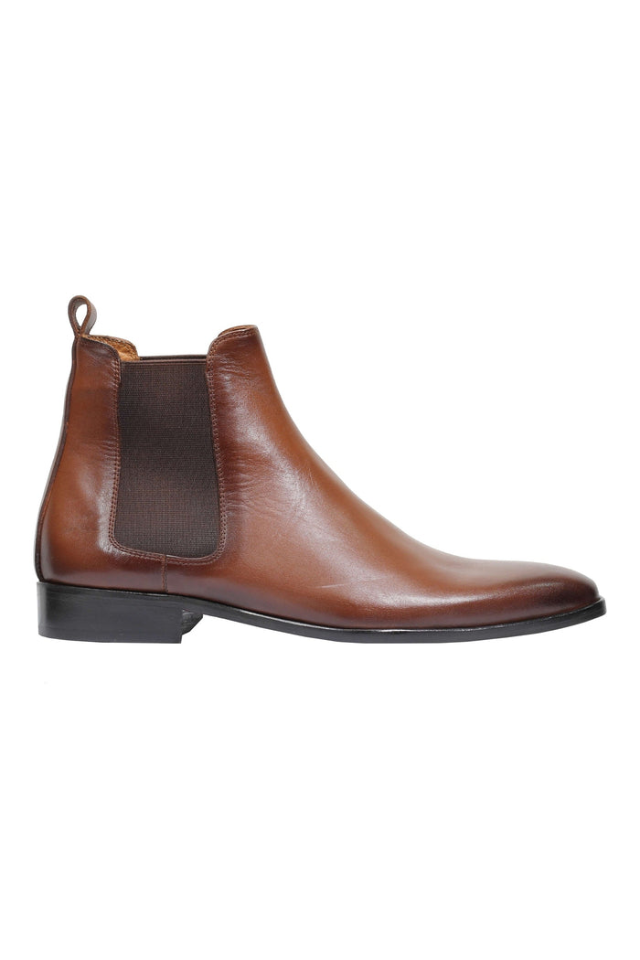 TAN CALF LEATHER CHELSEA BOOTS
