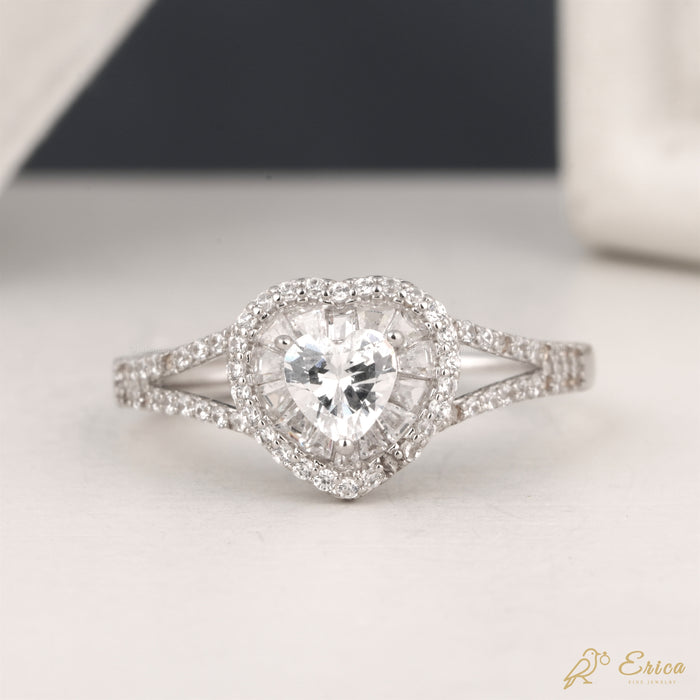 The Amara - Ballerina Halo & Split-Shank Lab Grown Diamond Pavé Heart Cut Ring
