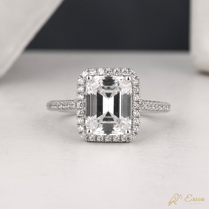 The Empress - Emerald Cut Lab Grown Diamond Halo Engagement Ring
