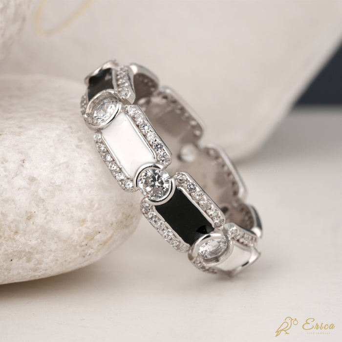 The Noir - Black & White Enamel Lab Grown Diamond Eternity Band