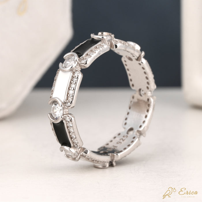 The Noir - Black & White Enamel Lab Grown Diamond Eternity Band