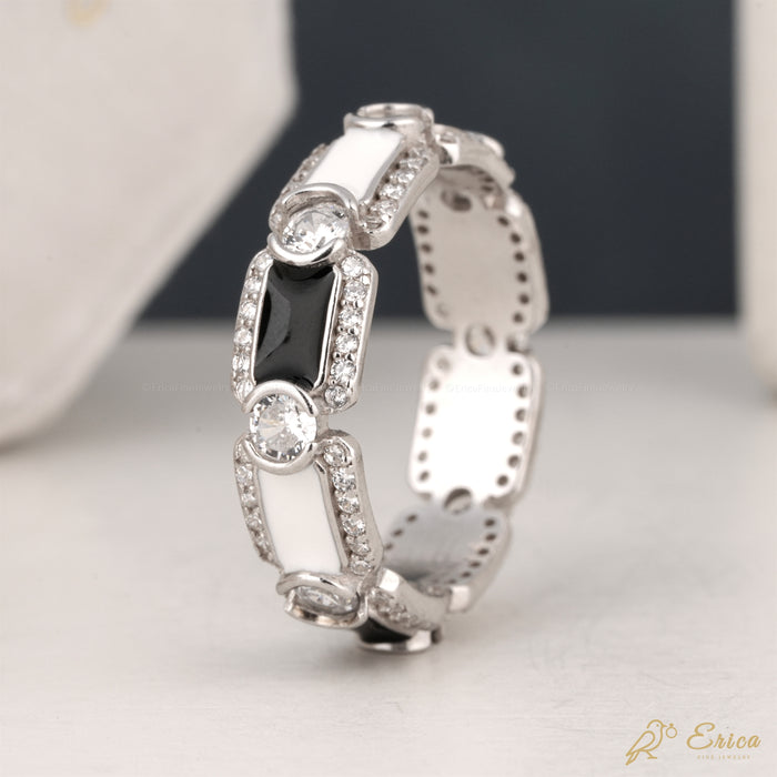 The Noir - Black & White Enamel Lab Grown Diamond Eternity Band