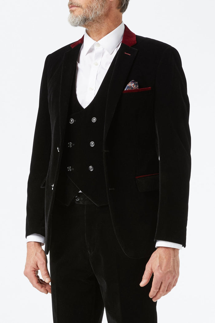 TIM - Black Velvet 3 Piece Wedding Suit