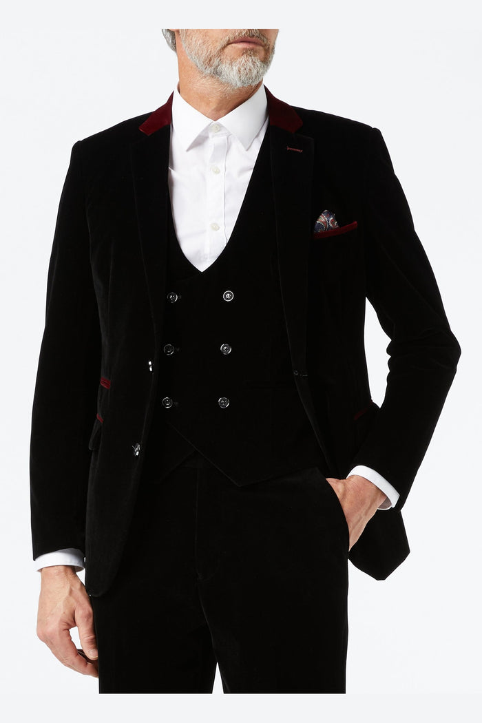 TIM - Black Velvet 3 Piece Wedding Suit