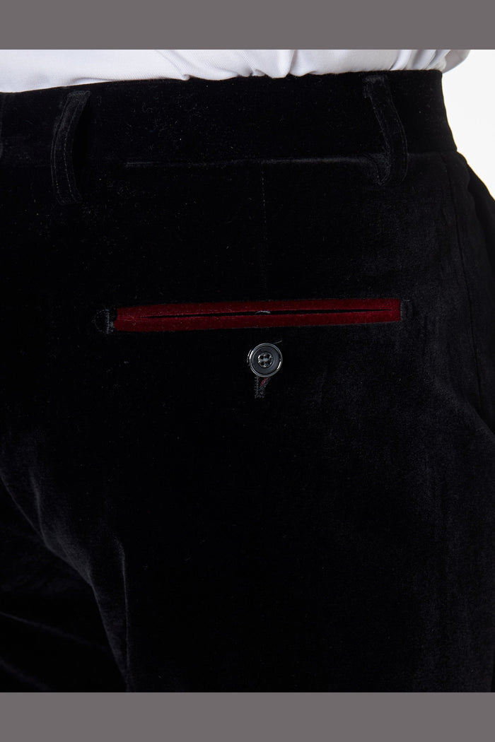 TIM - Mens Dinner Party Black Soft Velvet Trousers