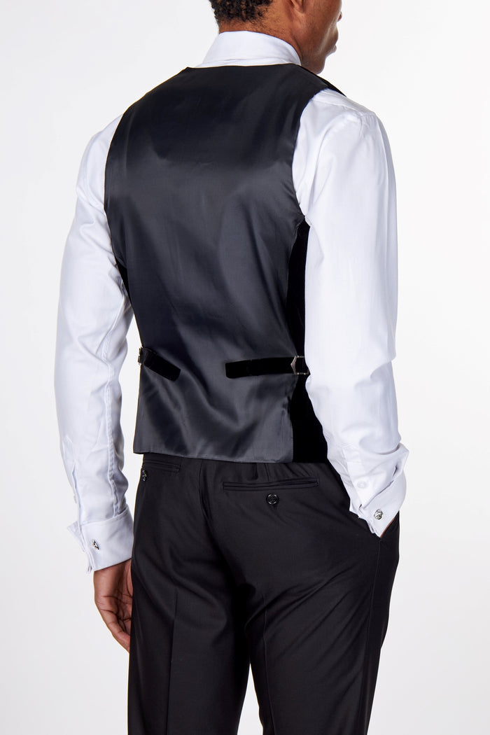 TIM Black Velvet Low U Cut Waistcoat