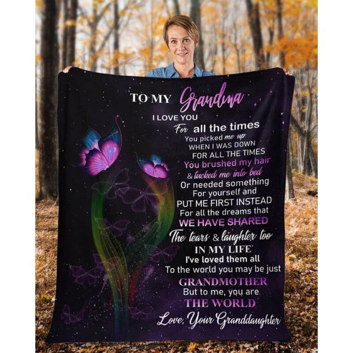 To My Grandma - From Granddaughter - Butterfly A319 - Premium Blanket