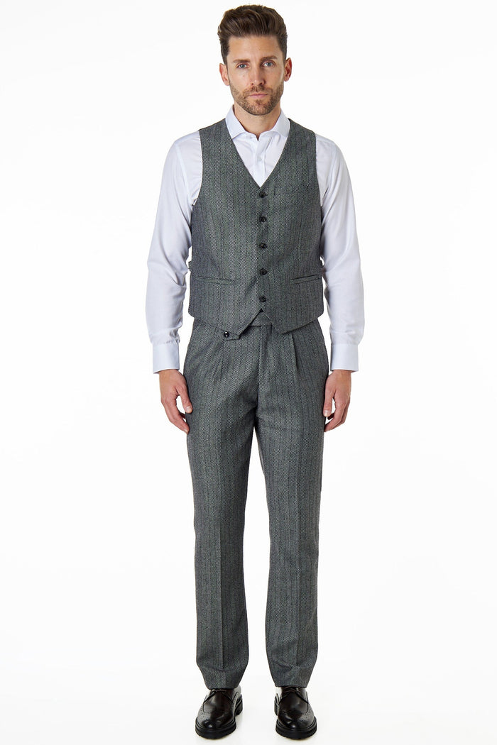 TYLER - TWEED HERRINGBONE GREY WAISTCOAT