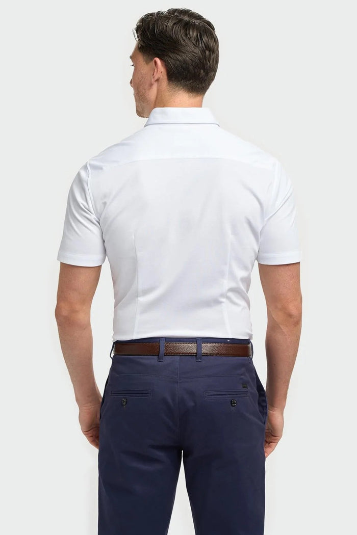 White Cotton Stretch Slim Fit Shirt – Short Sleeve