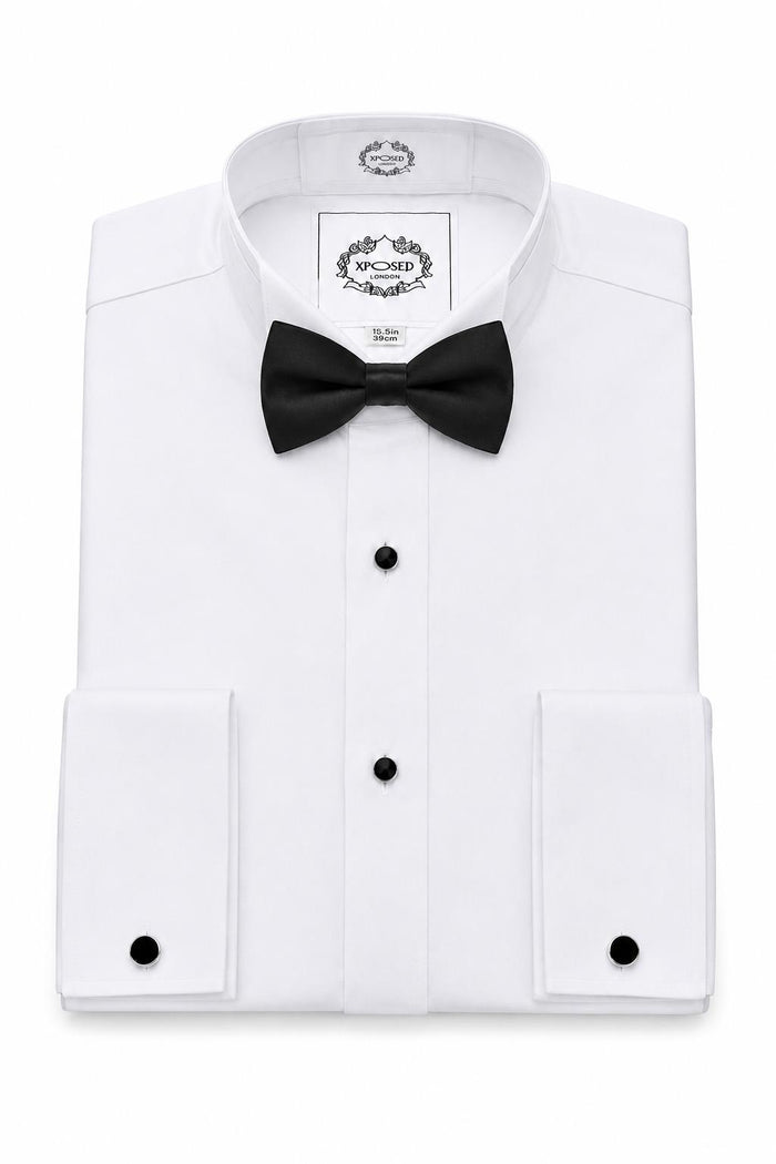 WHITE TUXEDO WING COLLAR SHIRT