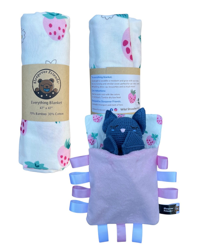 Comet the Bat in Wild Strawberries Sleeping Bag