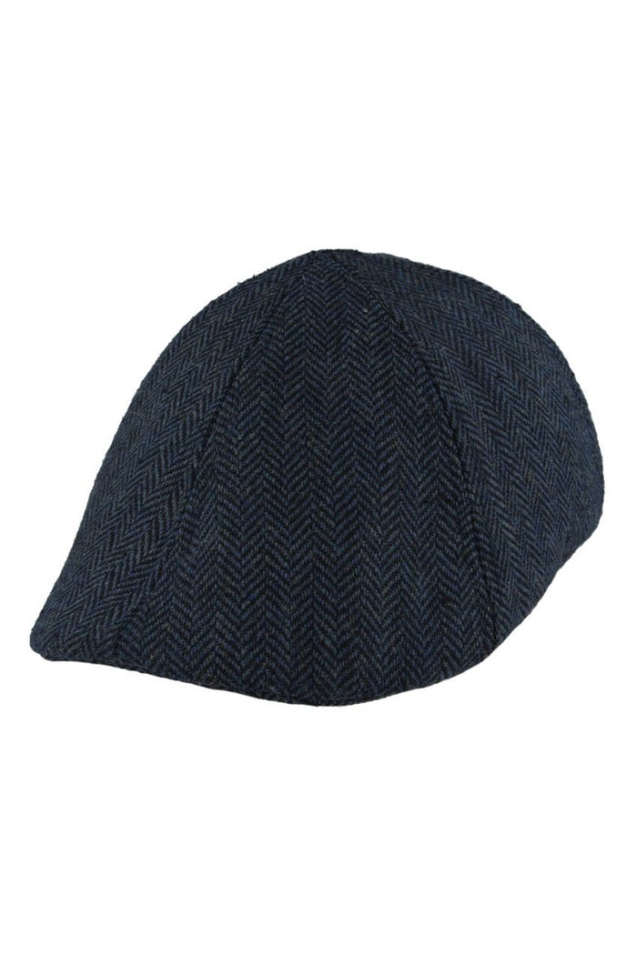 WOOL BLEND HERRINGBONE DUCKBILL FLAT CAP