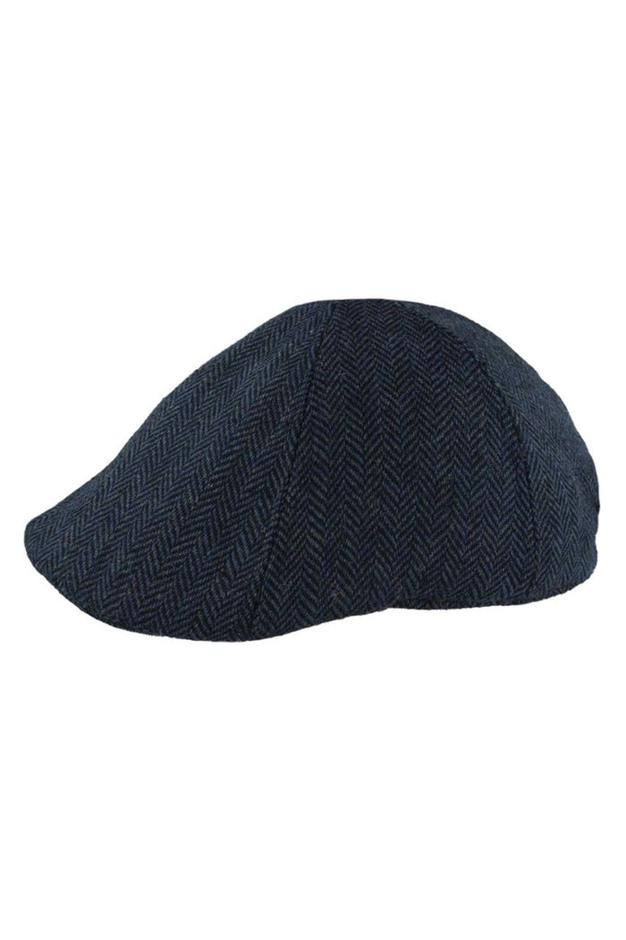 WOOL BLEND HERRINGBONE DUCKBILL FLAT CAP