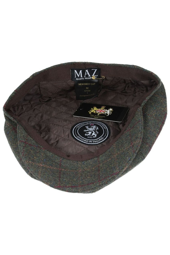 WOOL BLEND TWEED CHECK NEWSBOY CAP