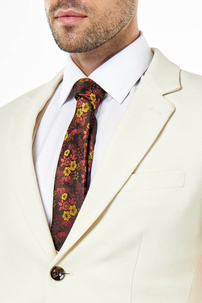 ZAK - CREAM HONEYCOMB TAILORED SUIT BLAZER