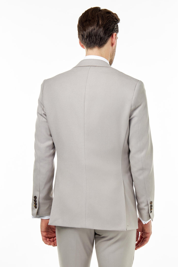 ZAK - Tailored 3 Piece Suit Honeycomb Taupe