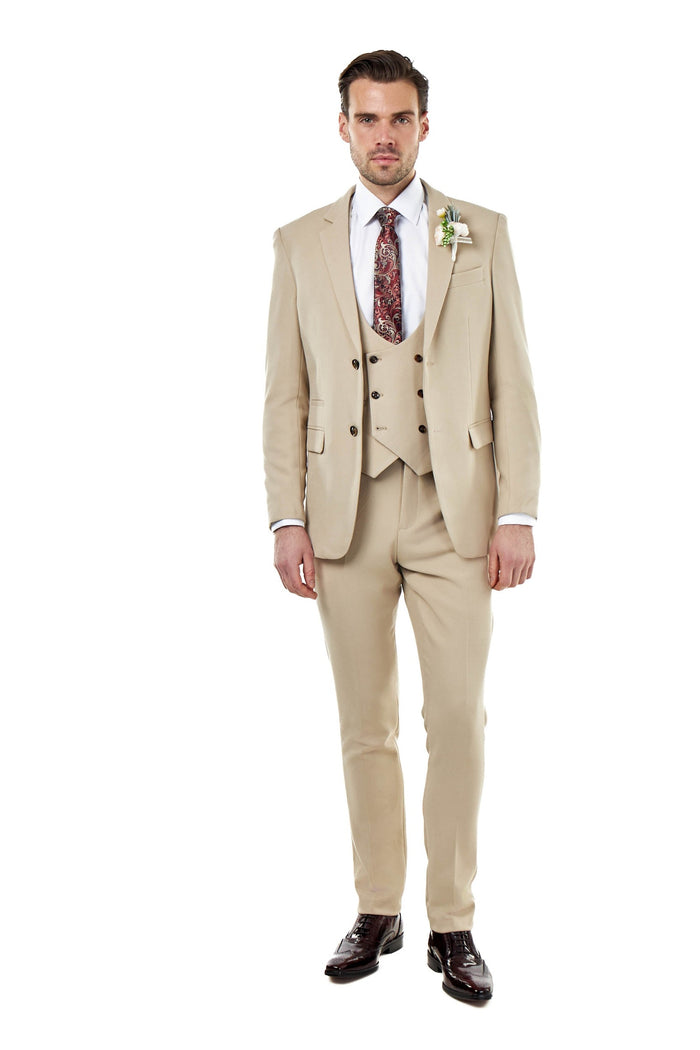 ZAK - TAILORED 3 PIECE SUIT STONE HONEYCOMB