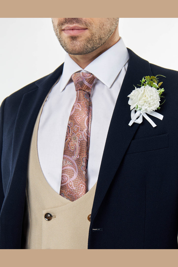 ZAK – NAVY BLUE TAILORED 3 PIECE WEDDING SUIT