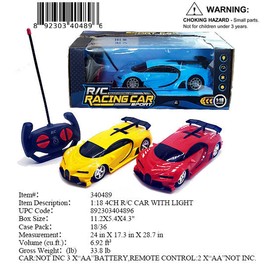 11.2X5.4X4.3"1:18 4CH R/C SPORT CAR+LIGHT