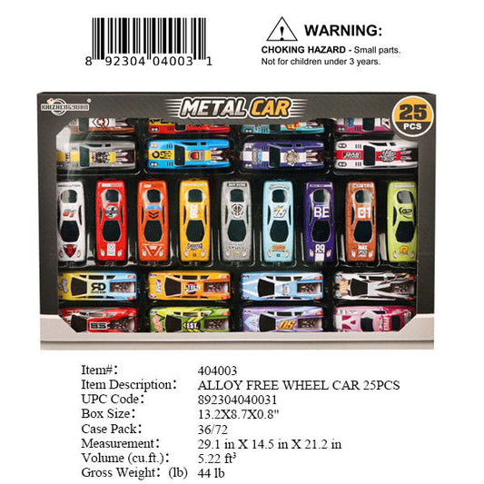 13.2X8.7X0.8"25PC METAL F/W SPORT CAR