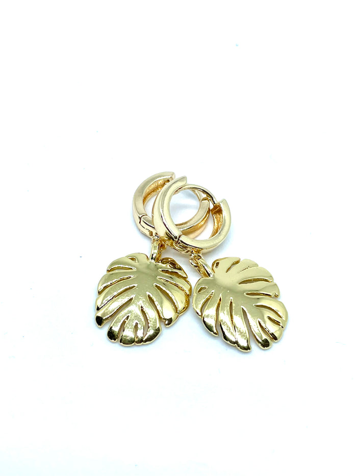 14K Gold Filled Palm Leaf Earring Huggies