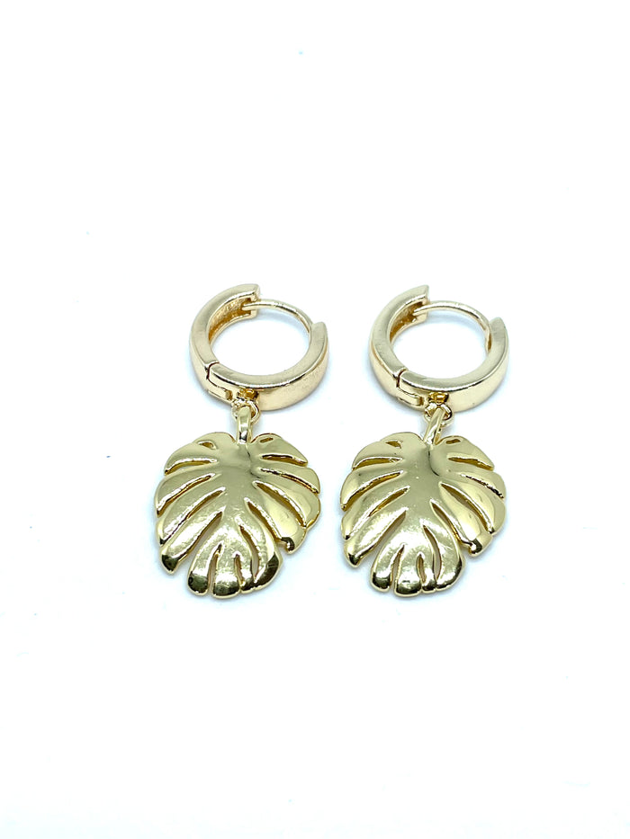 14K Gold Filled Palm Leaf Earring Huggies
