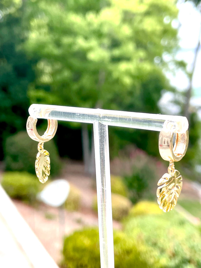 14K Gold Filled Palm Leaf Earring Huggies