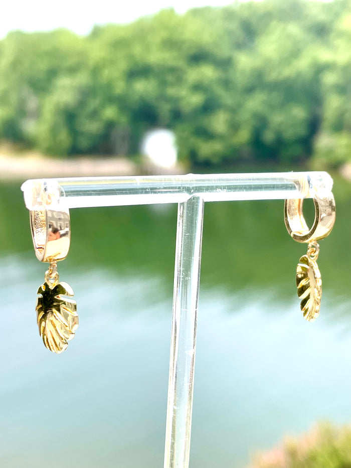 14K Gold Filled Palm Leaf Earring Huggies