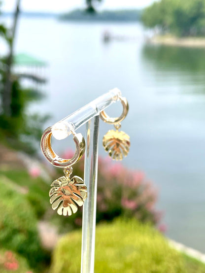 14K Gold Filled Palm Leaf Earring Huggies