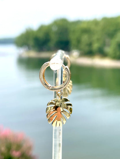 14K Gold Filled Palm Leaf Earring Huggies