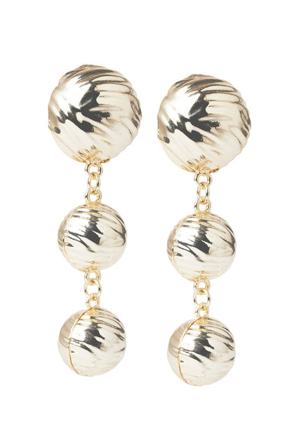 14K Gold Plated Textured Drop Earrings, Gold | Ming Wang