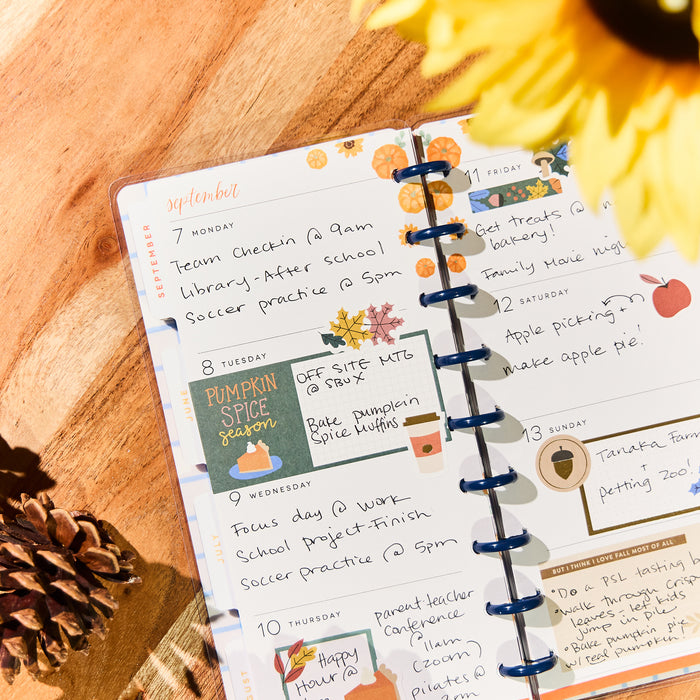 2030 Seasonal Charm Customizable Planner - Skinny Classic Horizontal Layout - 12 Month