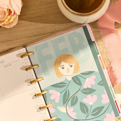 2026–2027 Floral Embrace Customizable Planner - Mini Horizontal Layout - 12 Months