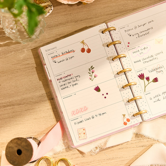 2026–2027 Floral Embrace Customizable Planner - Mini Horizontal Layout - 12 Months