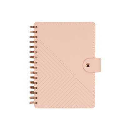 2027 Blush Diagonals Customizable Spiral Citrine Planner - Small Professional Layout - 12 Months in blush pink with spiral binding and geometric diagonal stitching