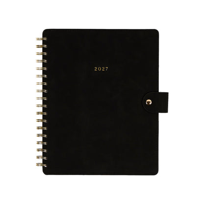 2027 Midnight Customizable Spiral Citrine Planner - Classic Professional Layout - 12 Months with black cover and gold spiral binding