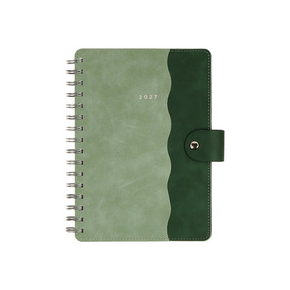 2027 Sage & Scallop Customizable Spiral Citrine Planner - Small Professional Layout - 12 Months green spiral planner with snap closure and 2027 cover